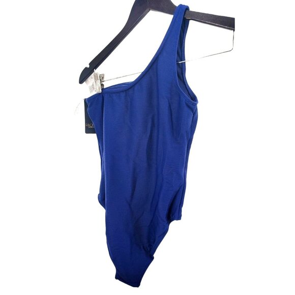 Rachel Roy XS Ribbed Solid One-piece Swimsuit One Shoulder Swimwear Nautical - Picture 4 of 11